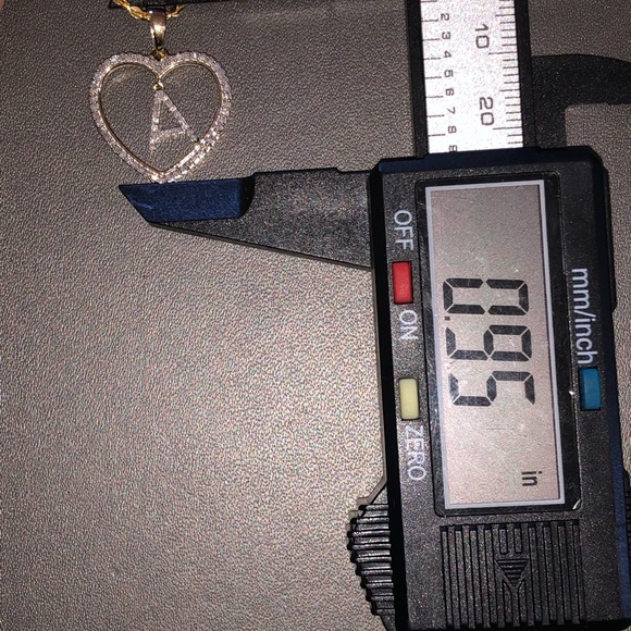 10k Solid gold real si diamond heart letter initial pendant Not Plated NOT CZ - Picture 4 of 5